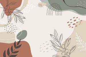 Hand drawn abstract botanical shapes background vector