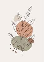 Abstract botanical hand drawn wall decor vector