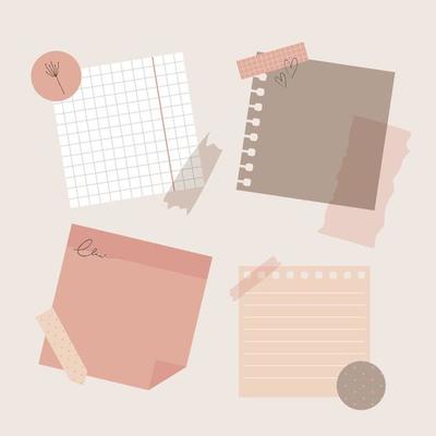 Digital note vector element set, feminine digital sticker packs