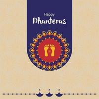 Happy dhanteras greeting card and hindu god festival vector