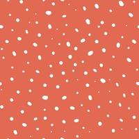 Vector white hand drawn dots on red background seamless pattern. Cute illustration for textile or wallpaper