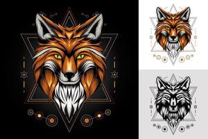 fox head illustration design template. vector