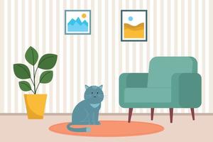 Home cozy interior. Cartoon vector illustration