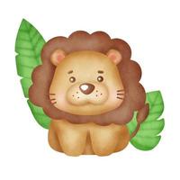 Hand drawn cute baby lion illustration . vector