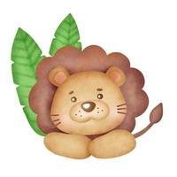 Hand drawn cute baby lion illustration .