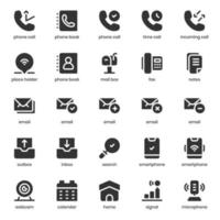paquete de iconos de contacto y comunicación para el diseño de su sitio web, logotipo, aplicación, interfaz de usuario. diseño de glifo de icono de contacto y comunicación. Ilustración de gráficos vectoriales y trazo editable. vector