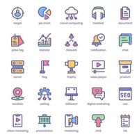 paquete de iconos de marketing y seo para el diseño de su sitio web, logotipo, aplicación, ui. diseño de color lineal de icono de marketing y seo. Ilustración de gráficos vectoriales y trazo editable. vector