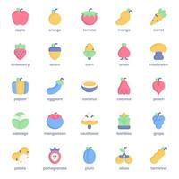 Fruit and Vegetable icon pack for your website design, logo, app, UI. Fruit and Vegetable icon flat design. Vector graphics illustration and editable stroke.