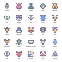 paquete de iconos de animales para el diseño de su sitio web, logotipo, aplicación, ui. diseño de color lineal de icono de animal. Ilustración de gráficos vectoriales y trazo editable. vector