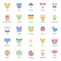 paquete de iconos de animales para el diseño de su sitio web, logotipo, aplicación, ui. diseño plano de icono de animal. Ilustración de gráficos vectoriales y trazo editable. vector