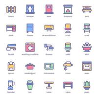 paquete de iconos de cosas caseras para el diseño de su sitio web, logotipo, aplicación, ui. icono de cosas para el hogar diseño de color lineal. Ilustración de gráficos vectoriales y trazo editable. vector