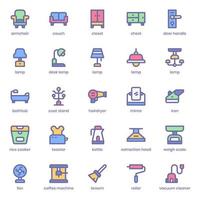 paquete de iconos de cosas caseras para el diseño de su sitio web, logotipo, aplicación, ui. icono de cosas para el hogar diseño de color lineal. Ilustración de gráficos vectoriales y trazo editable. vector