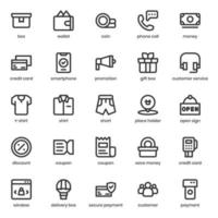 paquete de iconos de compras y comercio electrónico para el diseño de su sitio web, logotipo, aplicación, interfaz de usuario. diseño de esquema de icono de compras y comercio electrónico. Ilustración de gráficos vectoriales y trazo editable. vector