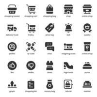 paquete de iconos de compras y comercio electrónico para el diseño de su sitio web, logotipo, aplicación, interfaz de usuario. diseño de glifo de icono de compras y comercio electrónico. Ilustración de gráficos vectoriales y trazo editable. vector