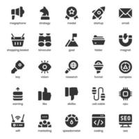 Marketing and SEO icon pack for your website design, logo, app, UI. Marketing and SEO icon glyph design. Vector graphics illustration and editable stroke.