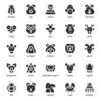 Animal icon pack for your website design, logo, app, UI. Animal icon glyph design. Vector graphics illustration and editable stroke.