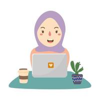 Illustrated people remote working vector