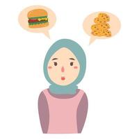 Woman choosing food illustration vector