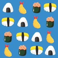 Sushi seamless pattern. japanese food background vector