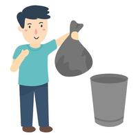 throw garbage into the trash vector