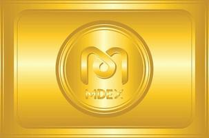 Mdex MDX token symbol cryptocurrency with golden button and golden plate background vector