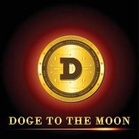 Dogecoin crypto currency symbol with red glowing light vector