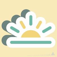 pegatina puesta de sol: ilustración simple, trazo editable, vector de plantilla de diseño, bueno para impresiones, carteles, anuncios, anuncios, gráficos de información, etc.