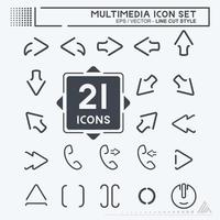 conjunto de iconos multimedia - estilo de corte de línea vector