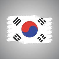 South Korea Flag With Watercolor Painted Brush vector