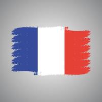 bandera de francia con pincel pintado de acuarela vector