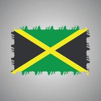 Jamaica Flag With Watercolor Painted Brush vector