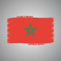 Morocco Flag With Watercolor Painted Brush vector