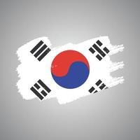 South Korea Flag With Watercolor Painted Brush vector