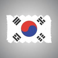 South Korea Flag With Watercolor Painted Brush vector