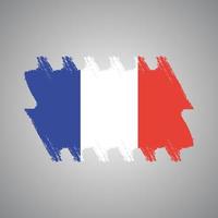 bandera de francia con pincel pintado de acuarela vector
