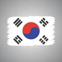 bandera de corea del sur con pincel pintado de acuarela vector