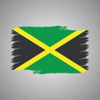 Jamaica Flag With Watercolor Painted Brush vector