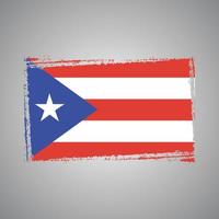 Puerto Rico Flag With Watercolor Painted Brush vector