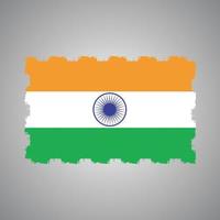 bandera de india con pincel pintado de acuarela vector