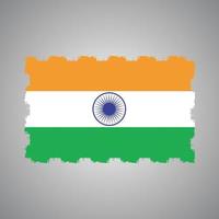 India Flag With Watercolor Painted Brush vector