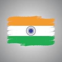 India Flag With Watercolor Painted Brush vector