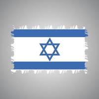 Israel Flag With Watercolor Painted Brush vector