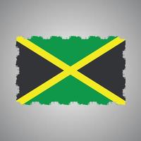bandera de jamaica con pincel pintado de acuarela vector