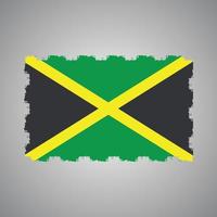 Jamaica Flag With Watercolor Painted Brush vector