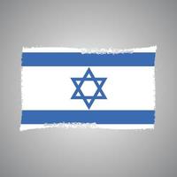 Israel Flag With Watercolor Painted Brush vector