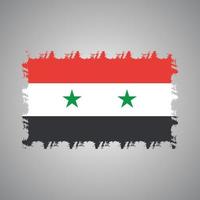 Syria Flag With Watercolor Painted Brush vector