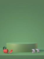 Christmas and newyear product podium mockup display background with ribbon,3D render background photo