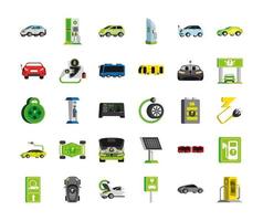 iconos de vehículos eléctricos vector