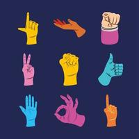 icon set colored left hands vector