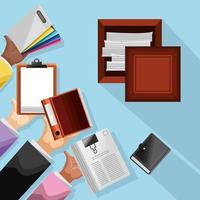 hands employees office supplies vector